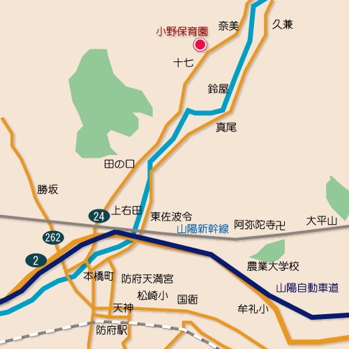 防府市の保育園　小野保育園の地図の画像