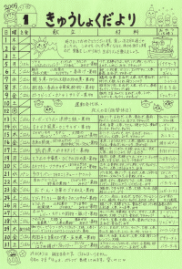 給食便り1月
