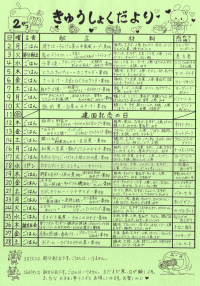 給食便り2月