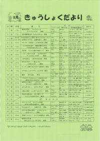 給食便り3月